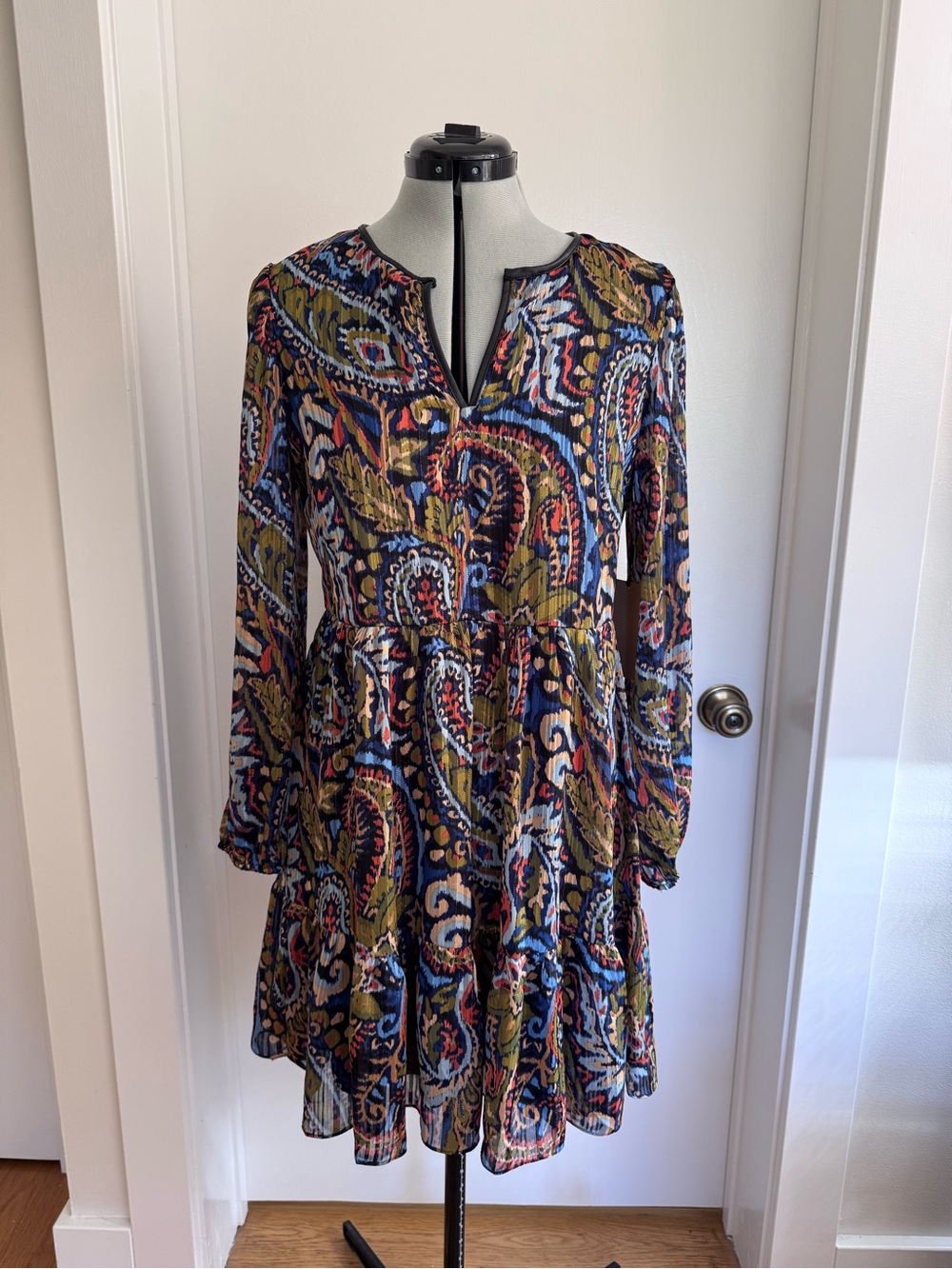 Nordstrom Multicolor Paisley Tiered Long-Sleeve Dress
